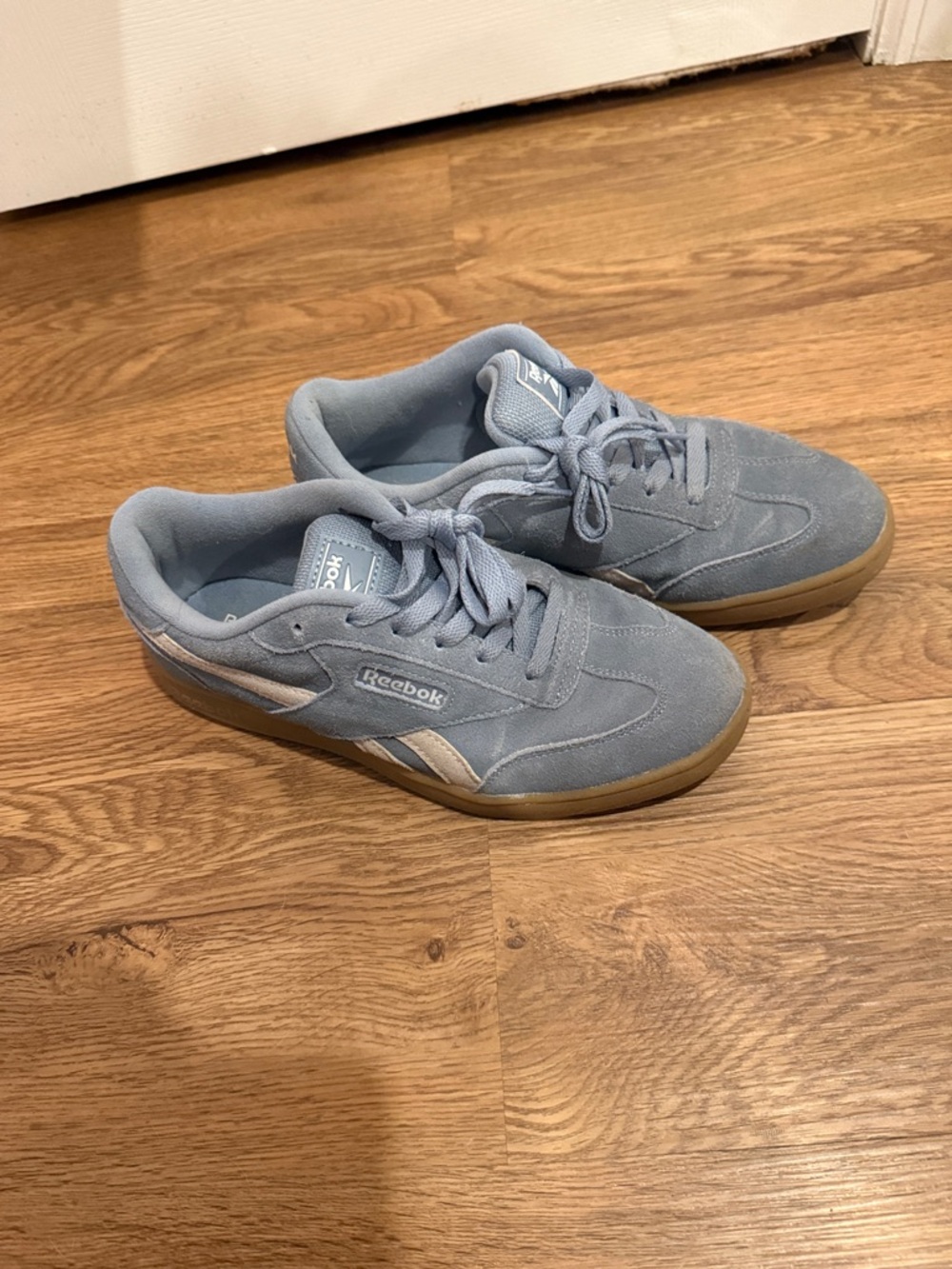 Reebok Suede Sneakers in Light Blue with Gum Sole
